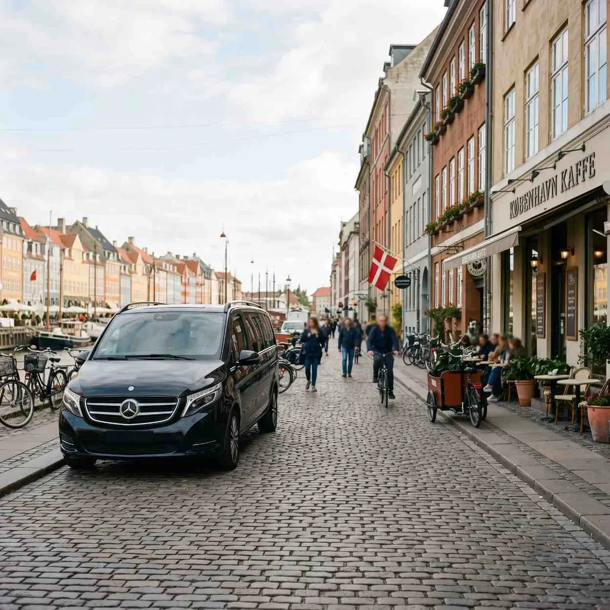 Mercedes V-Class with driver in Nyhavn